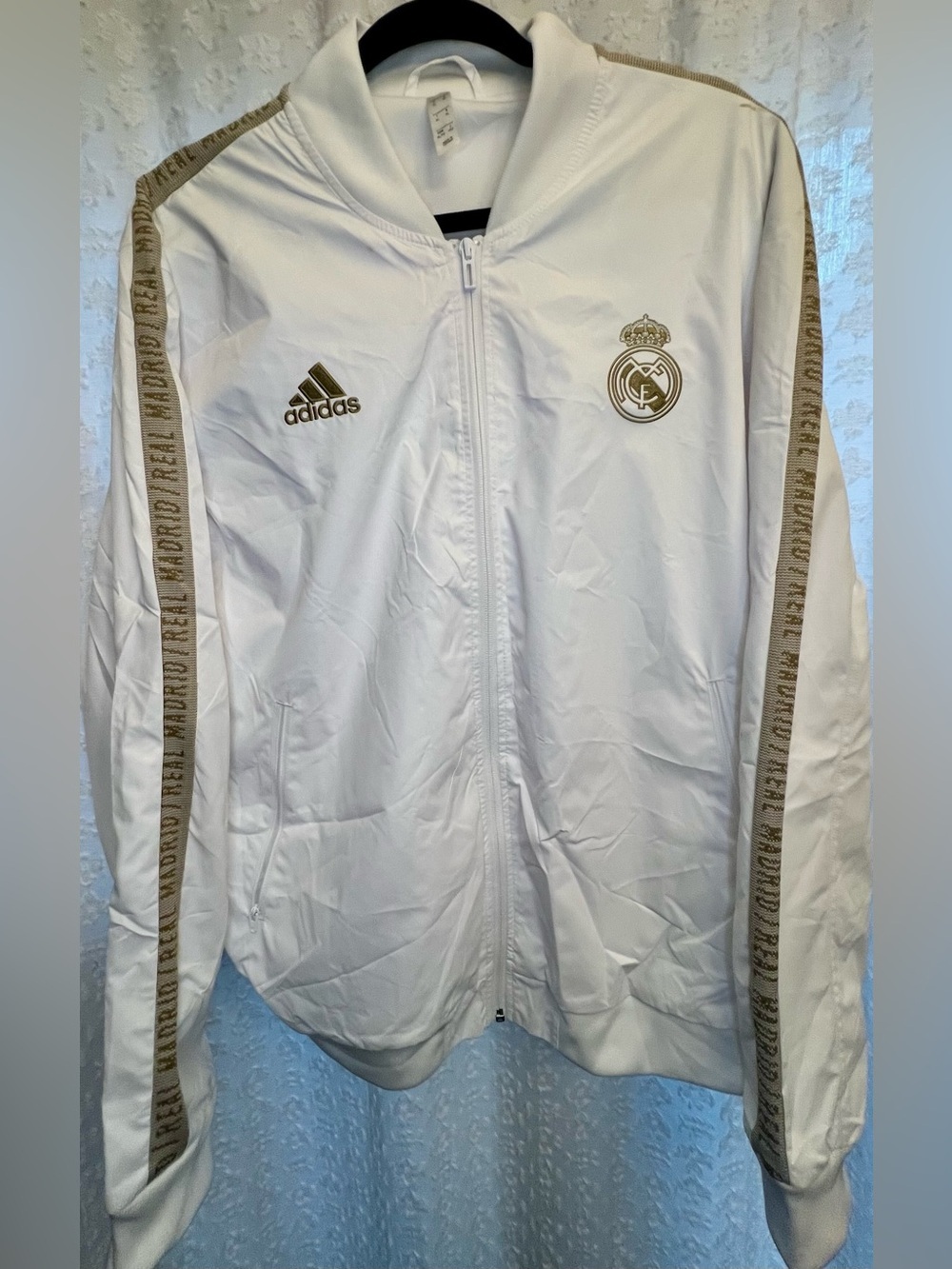 Authentic Adidas Real Madrid 2020-21 Anthem Jacket XL White Gold